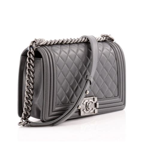 chanel calfskin quilted small boy flap grey|BOY CHANEL .